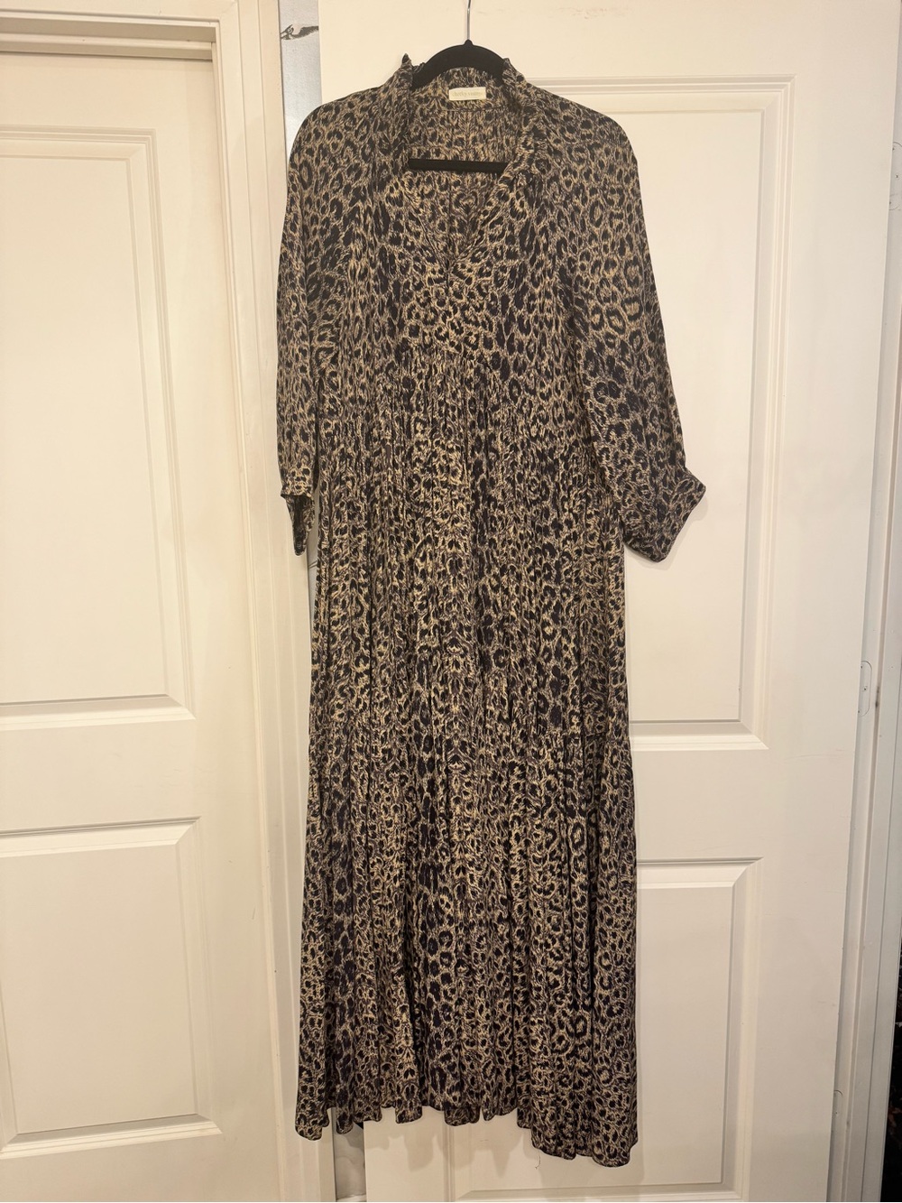 Cheeky Vintage Neutral Leopard-Print Maxi Dress in Beige and Black